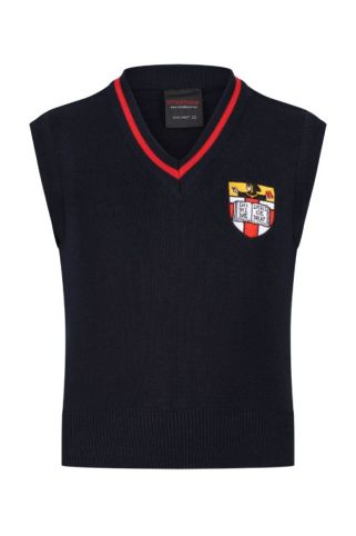 Clearance Striped sleeveless jumper with school logo (All Years)