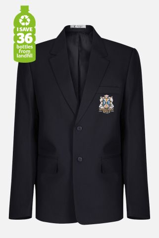 Straight fit contemporary boys blazer badged with school logo for Montessori International Bordeaux