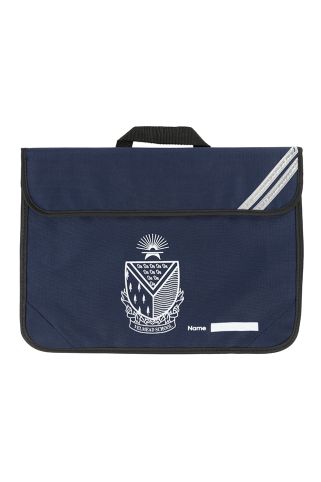 Book bag badged with Velmead Junior School logo