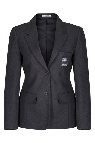 Girls-fit blazer badged with the logo for The British School Warsaw