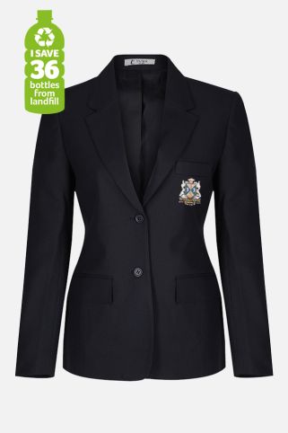 Fitted contemporary girls blazer badged with school logo for Montessori International Bordeaux
