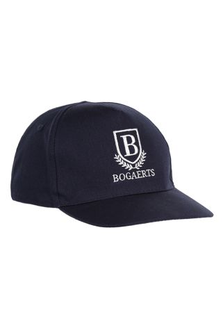 Baseball cap badged with school logo