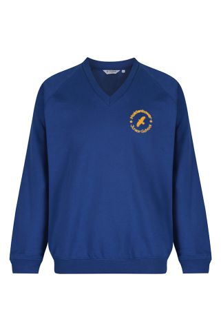 Royal Sweatshirt Badged with Maidenbower School Logo