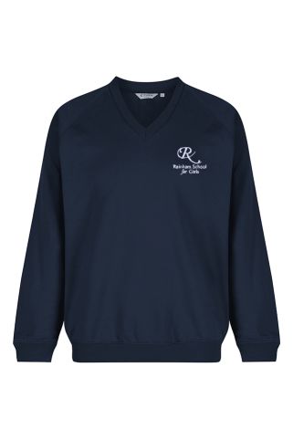 Navy sweatshirt embroidered with school logo for Rainham School for Girls