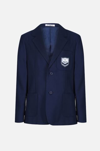Royal blue blazer badged with school logo for Heathside School, Weybridge