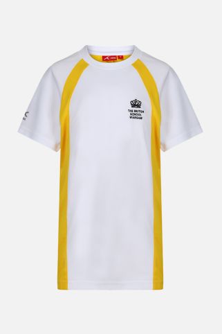 Sports T-shirt badged with the logo for The British School Warsaw
