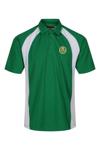 Sports polo emerald/white badged with school logo for The Park Community School