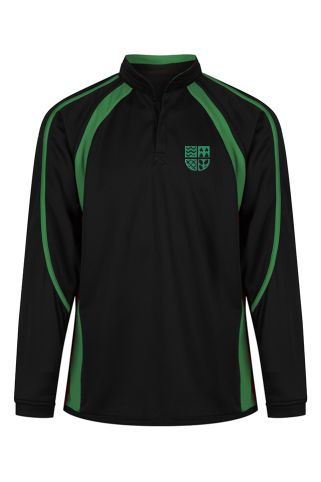 Green(Silva)rugby shirt badged with logo for Thames Park Secondary School