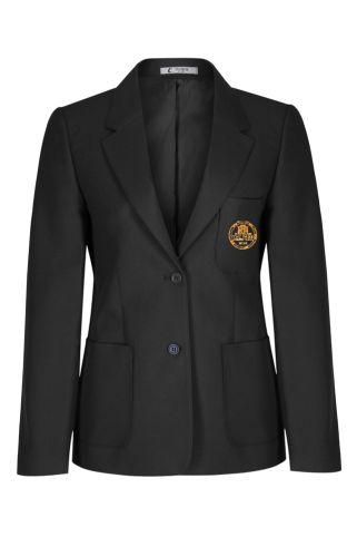 Black fitted blazer badged with school logo for The Park Community School