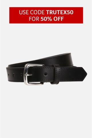 Senior Black Leather Chrome Buckle School Belt (13-16+ Years)