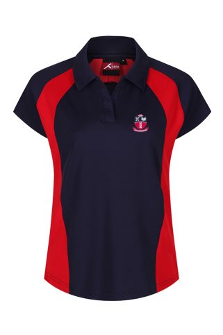 Navy/Scarlet Girls Fit Sports Poloshirt Top for Westbourne School