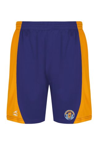 Royal Blue/Amber Shorts Badged with School Logo