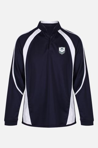 Rugby top badged with school logo for Heathside, Walton-on-Thames
