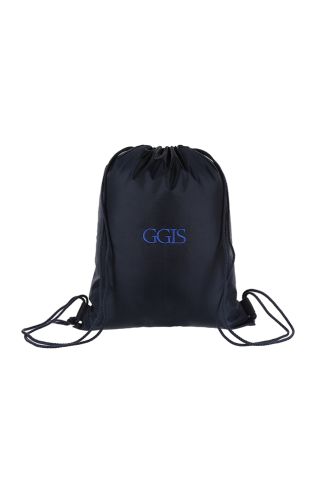 Gym bag badged with the school logo for Greater Grace International School