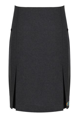 Twin pleat skirt badged with Thomas Keble logo