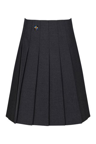 Harrow Grey Stitch Down Pleat Skirt badged with Ripley St Thomas logo
