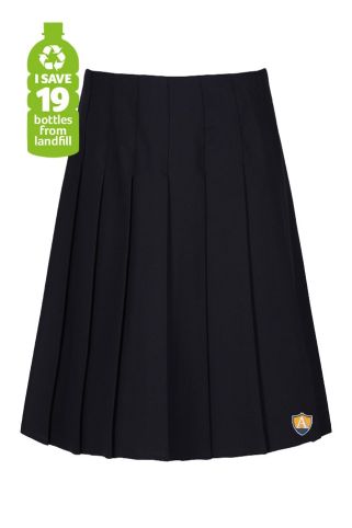 Senior pleated skirt, Navy with school logo