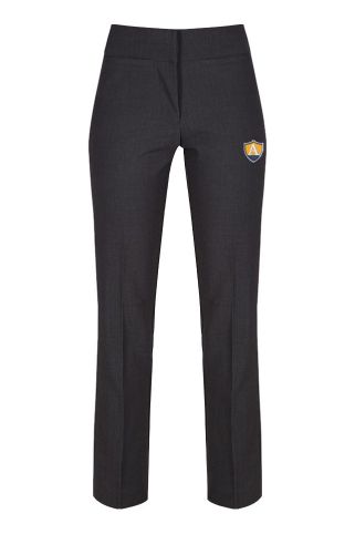 Senior stretch trousers, Graphite Grey with school logo (Female tailored)