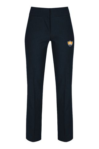 Senior stretch trousers, Navy with school logo (Female tailored)