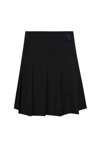 Senior Girls Black Pleated Skirt badged with School Logo