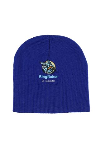 School Beanie Hat badged with The Kingfisher CE Academy logo
