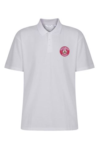 White polo shirt badged with Foley Infant Academy logo