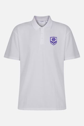 Summer Poloshirt (HAWKS HOUSE) badged with PURPLE school logo for Heathside School, Weybridge