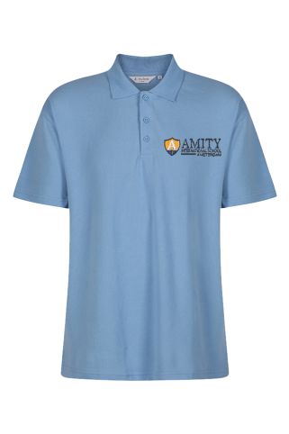 Short Sleeve Polo, Sky Blue with school logo