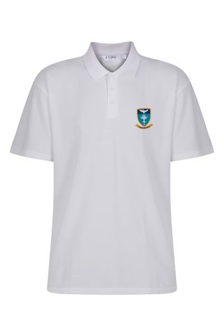 White Polo embroidered with school logo for St Alban\'s RC High School