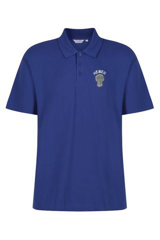 Polo shirt badged with Bishop Heber High School logo