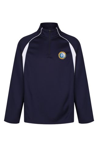 Navy/White Sector Mid-layer sports top badged with the logo for Greater Grace International School