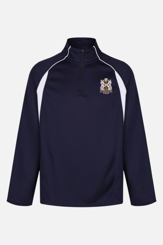 Sports mid-layer top badged with school logo for Montessori International Bordeaux