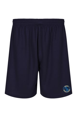 Navy shorts with school badge