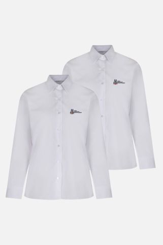 White long sleeve blouse (x2 PACK) badged with British International School of Ljubljana
