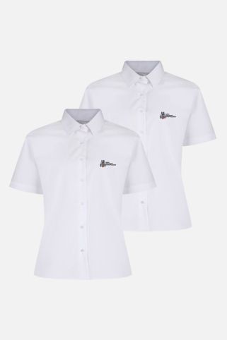 White short sleeve blouse (x2 PACK) badged with British International School of Ljubljana