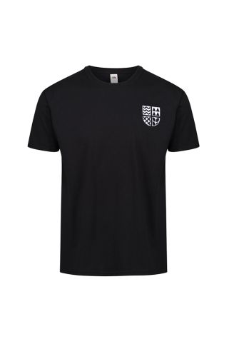 Black t-shirt badged with school logo for Thames Park Secondary School