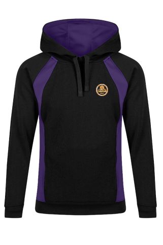 Sports hoody black/purple badged with school logo for The Park Community School