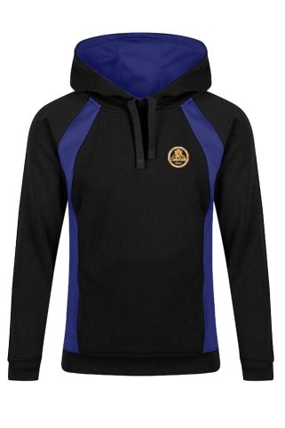 Sports hoody black/royal badged with school logo for The Park Community School