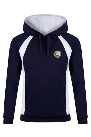Navy/White Sector Hoody badged with the logo for Greater Grace International School