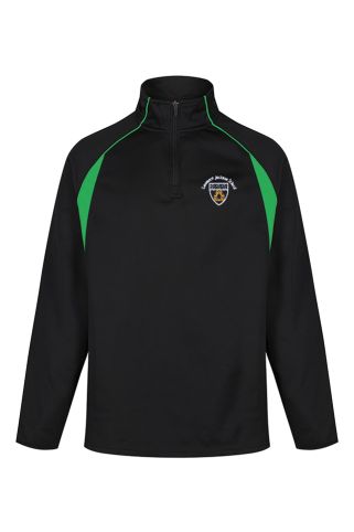 Boys Black and Emerald Mid-Layer top badged with Laurence Jackson Logo
