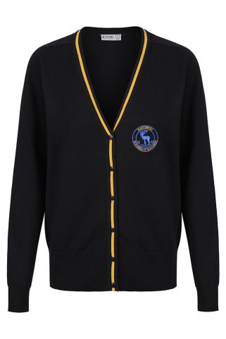 Cardigan badged with Hartismere School logo