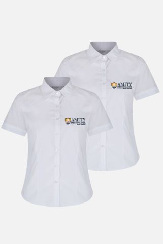 2 PACK Slim fit short sleeve blouse with school logo 
