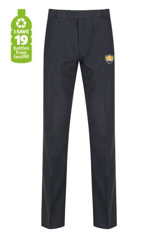 Senior tailored trousers, Grey with school logo (unisex)