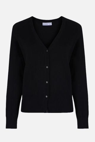 Clearance Girls' Fit V-Neck 100% Cotton School Cardigan Black (2-3 Years)