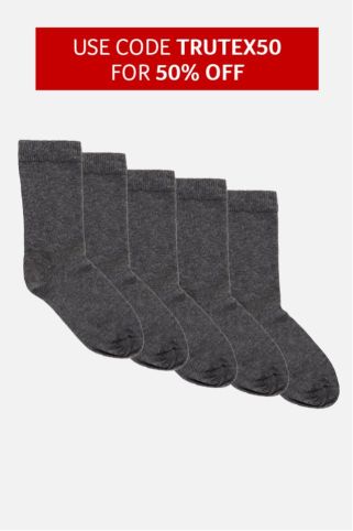5 Pack Soft & Durable Cotton Rich School Socks (2-14+ Years)