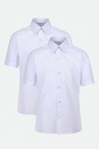 2 Pack Short Sleeve Slim Fit Easy Iron School Shirts (7-16+ Years)