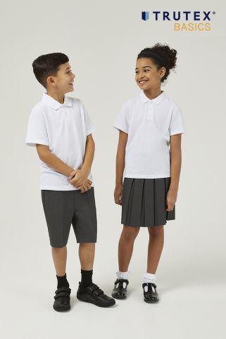 3 Pack Standard Fit Short Sleeve Polo Shirts White (3-16 Years)