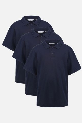 3 Pack Elements Standard Fit Short Sleeve Polo Shirts Bright Ink (2-16 Years)