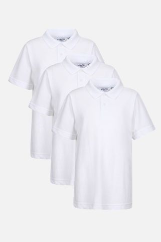 3 Pack Elements Standard Fit Short Sleeve Polo Shirts White (2-16 Years)