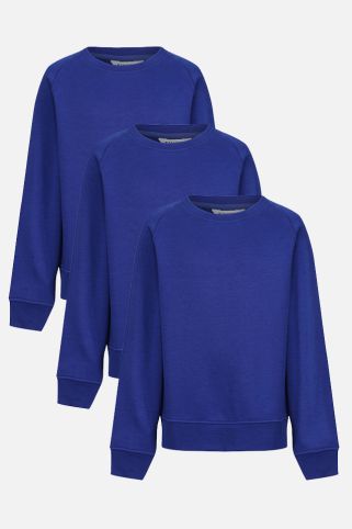 3 Pack Elements Standard Fit Crew Neck Soft & Durable School Sweatshirts (2-16+ Years)